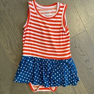 Gigi and max stars & stripes American flag Fourth of July skirted onesie